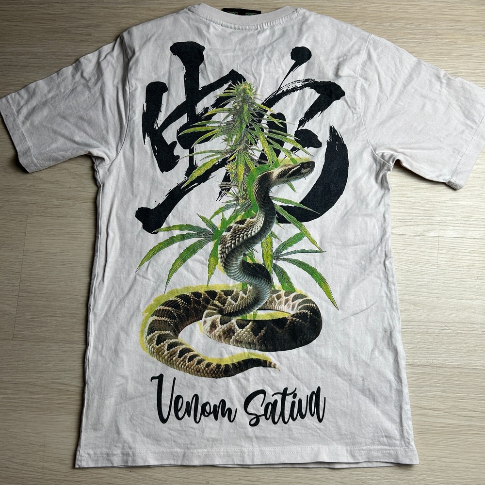 Trip City Mens Size S White Snake Cannabis Graphic T-Shirt Small Venom Sativa